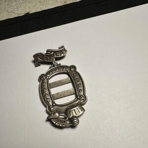 Signed Danecraft I Love My Cat Photo Frame Kitty Bowl Brooch Pin Pewter Tone